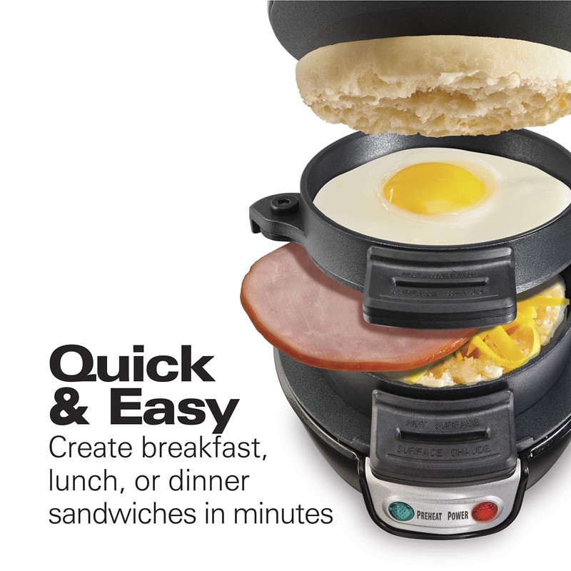 Hamilton Beach Breakfast Sandwich Maker with Egg Cooker Ring, Customize