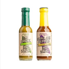 Small Axe Peppers HOT ONES Hot Sauce Set, (2) 5 oz- All Natural, Kosher, non-GMO, Community Garden Grown! Mango Habanero Sauce & The Bronx Greenmarket Serrano Pepper Hot Sauce, Featured on HOT ONES!