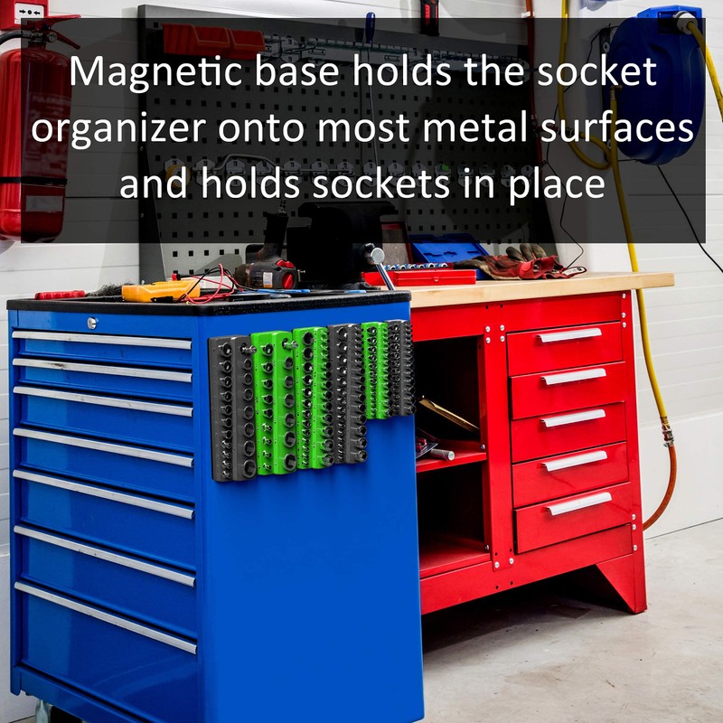 Olsa Tools Magnetic Socket Organizer | 3 Piece Socket Holder