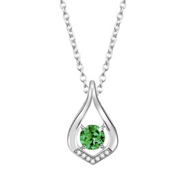 KIMIEVOL Women's Necklace, 12 Months, Birthstone, Drop Motif, Platinum Plated, Silver, 925 Jewelry, Accessory, Birthday, Christmas, Valentine's Day, Gift Wrapping Included, Silver, Cubic Zirconia