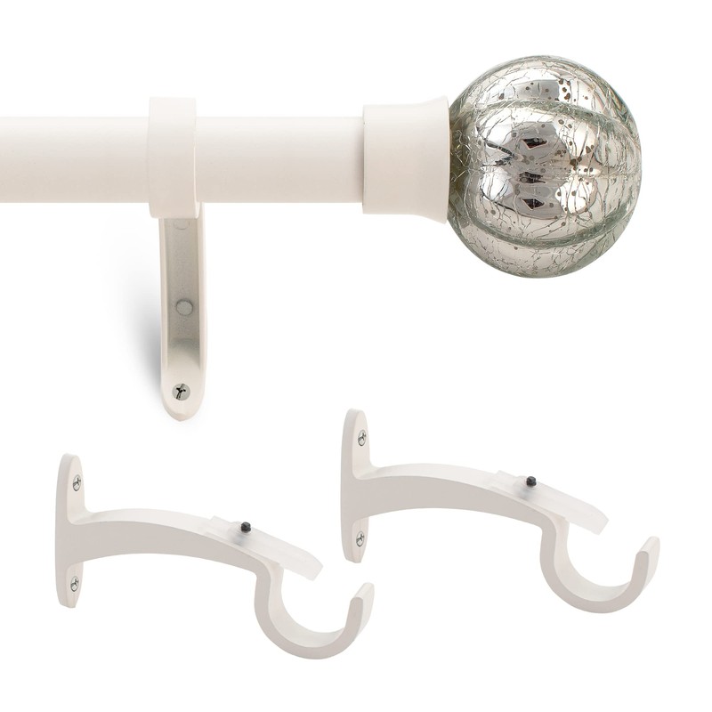 Deco Window Premium 72 to 144 Inch Curtain Rod Ivory