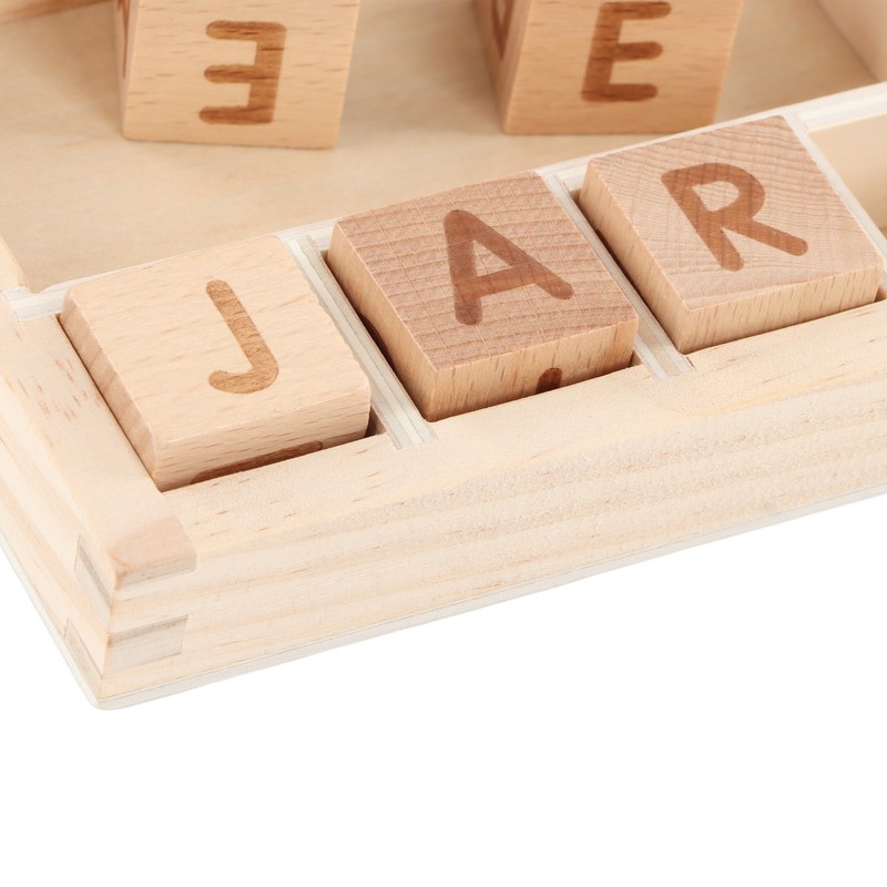 ABC Building Blocks English Letters 8 Blocks 30 Cards Wooden