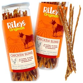 Riley's Slims Chicken Sticks for Dogs - USA Sourced Dehydrated Chicken Dog Treats - Chicken Strips Dog Jerky Treats Made in The USA - 2 Pack