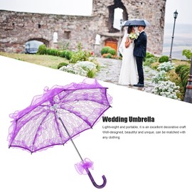 Lace Parasol, Wedding Umbrella Decorative Umbrella Handicraft Lace Umbrella 22.2x22.2in for Weddings, Party Decorations, Concerts (Purple)