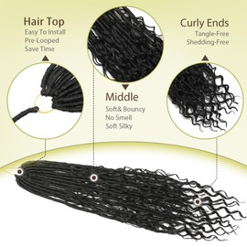 Boho Soft Locs 14inch Goddess Locs Crochet Hair 8 Packs Boho Faux Locs Crochet Hair with Curly Ends for Woman