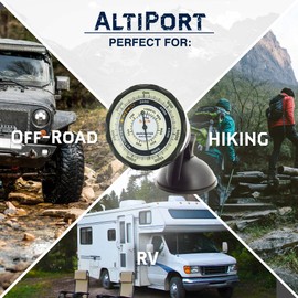 Sun Company AltiPort - Dashboard/Windshield Altimeter and Barometer | Altimeter for Car and Truck | Reads Altitude from 0 to 5,000 Meters