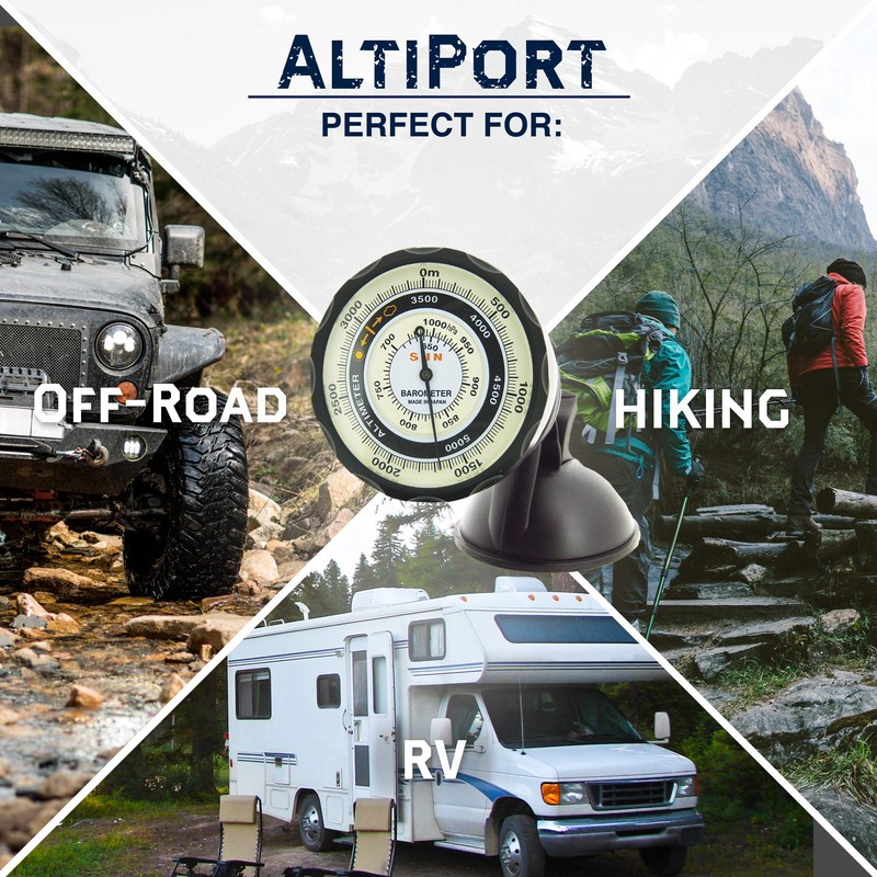 Sun Company AltiPort - Dashboard/Windshield Altimeter and Barometer | Altimeter