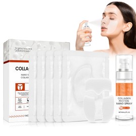 Miioto Collagen Mask, Soluble Collagen Film, Pack of 15 Collagen Firming Mask + 60 ml VC Mist Kit, Anti-Ageing Mask Face, Make Our Skin Tight and Smooth, Without Fine Lines (A)