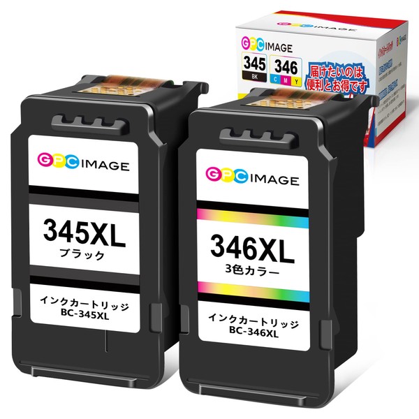 GPC Image BC-345XL BC-346XL 345 346 Ink, High Capacity Type, Pack of 2 (BC-345 Black + BC-346 Tri-Color) for Canon 345XL 346XL Ink Compatible with PIXUS TS3130 TS3130S TS3330 TS203 TR4530 Canon