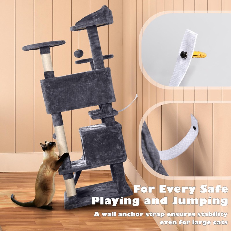 Yaheetech 54in Cat Tree, Multi-Level Cat Tower with Spacious Kitten-ear
