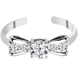 925 Sterling Silver Cubic Zirconia Bow Tie Toe Ring