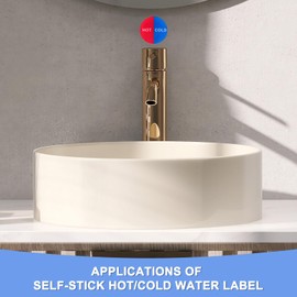 GLOKUUCA Self Stick Hot/Cold Water Label - 4 Pairs/8 Pack Child-Friendly Round Sticker Sign Fits for Faucet Sink - Self-Adhesive Acrylic Stickers - (Multicolor)