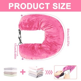 IKOPFLN Travel Neck Pillow - Aeroplane Travel Pillow Fillable with Clothes - Washable Pillow, Flight Neck Pillow - Travel Neck Pillow - Save Hand Luggage, Travel Pillow Plane (Pink)
