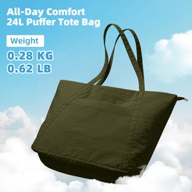 KALIDI Large Tote Bag With Zipper Olive Green Handbag Work Bags for Women For Travel, Office, School, College