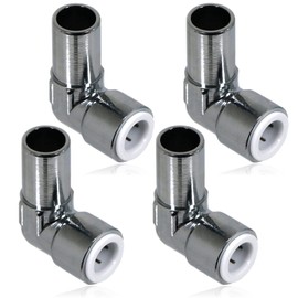 SPARES2GO 15mm x 10mm Pushfit Radiator Valve Chrome Reducing Elbow Stem Compression (Pack of 4)
