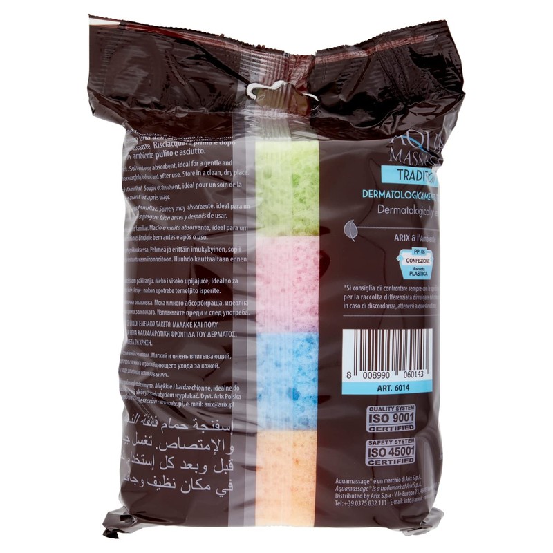 AQUA MASSAGE Loofah Puff, 4 Soft Bath Sponges - Dermatologically