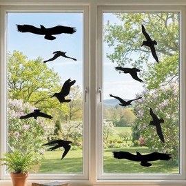 Anti-Collision Window Bird Stickers, UV Reflective Window Decals Glass Door Protect and Save Bird Strikes (Black)