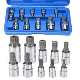 drado Multi-Tooth Socket Set / Spline Socket Set Includes M4 / M5 / M6 / M8 / M9 / M10 / M12 / M14 / M16 / M18 / Pack of 10
