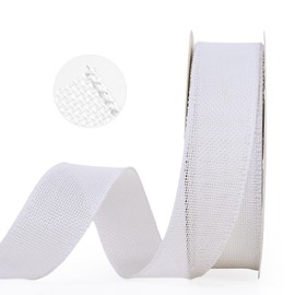 YAMA Burlap Wired Ribbon, White, 1-1/2 inch x 20 Yards, for Crafts, Wreath, Bow Making, Gift Wrapping, Christmas and Home Decoration