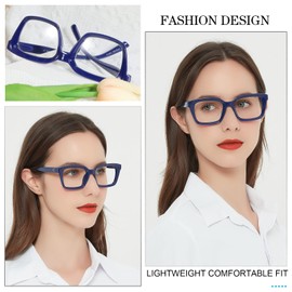 MARE AZZURO Oversized Reading Glasses Women Retro Square Readers 100 125 150 175 200 225 250 275 300 350 400 500 600 (Solid blue, 2.25)