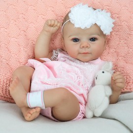 SCOM Reborn Baby Doll Girl - 18 Inch Lifelike Newborn with Realistic Details, Real Life Baby with Soft Weighted Body, Gift-Ready for Girls Ages 3+
