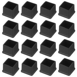 sourcing map 36Pcs PVC Square Chair Leg Caps, 19mm x 19mm OD Black Furniture Feet Pads Table Foot Cover Caps Floor Protectors for Patio Table Cabinet Bed Furniture
