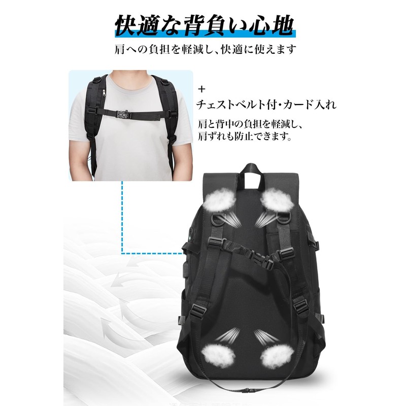 [SUNOGE] リュック リュックサック メンズ バックパック ディバック 15.6インチ PCラップトップバッグ 軽量 USB充電ポート付