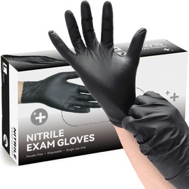 Epecnic 6 Mil Nitrile Gloves, Disposable Powder & Latex Free Food Safe Exam Gloves for Cooking, Cleaning, Medical, Black, Small, 100-Count