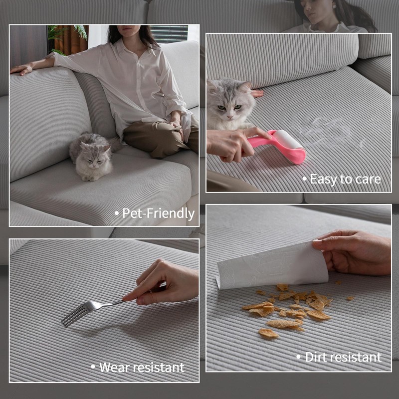 OHSIO OHSIO Sectional Couch Covers, Wear Resistant Stretch Sofa Covers