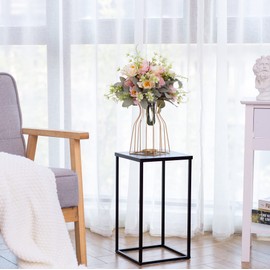 Black Plant Stand Pedestal Stand - 2 Pcs Metal Plant Stand, 15.75in Tall Flower Stand Vase Flower Holder, Wedding Centerpieces for Table, Corner Planter Pot Rack for Living Room, Home, Patio Decor