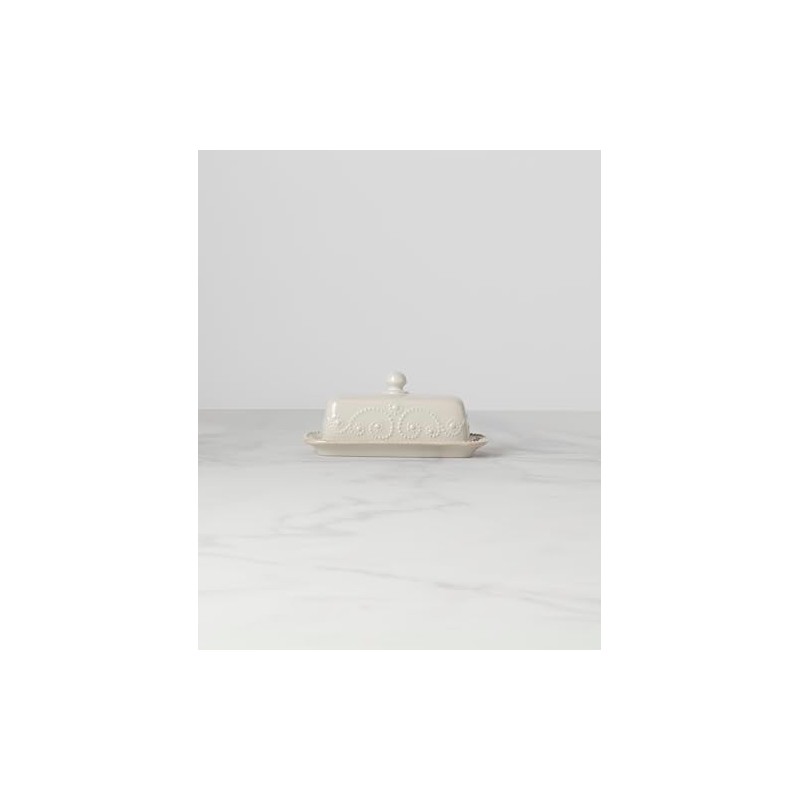 Lenox French Perle Covered Butter Dish, White -