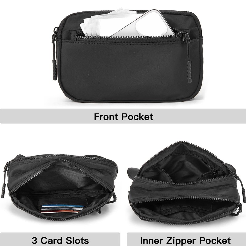 Waist Bag Double Layer Large Capacity Adjustable Strap Waterproof Nylon