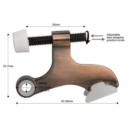 10 Pack Rok Hardware Adjustable Heavy Duty Hinge Pin Door Stop in Brushed Antique Copper Finish, ROKDSP1BAC