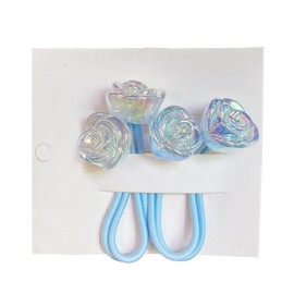 GFun Flower Hair Tie, Rose, Kids, Small Hair Accessory, Hair Ornament, Cute, Weddings, Invitations, Recitals, Light Blue, Blue