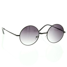 grinderPUNCH Vintage Inspired Round Colored Lens Glasses Hippy Sunglasses - Black Gradient Black