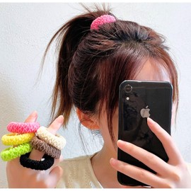 KAMIHO ヘアゴム 跡がつかない かみどめ おしゃれ ヘアアクセサリー 髪ゴム 大人向け 韓国 6個セット Aタイプ ブラウン1