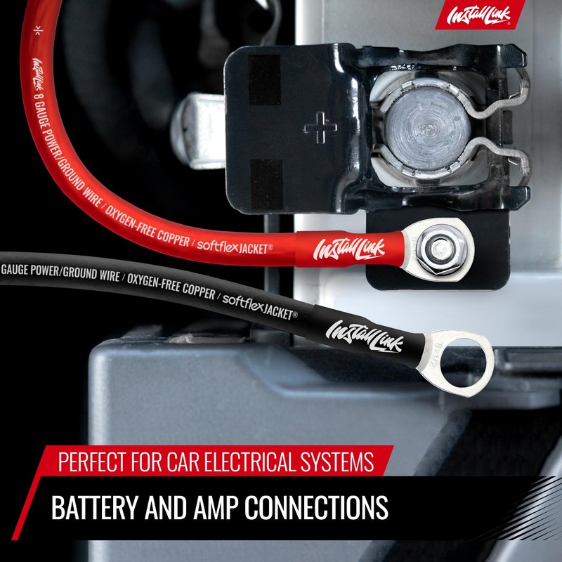 Install Link 8 Gauge Power Wire, Pure OFC Copper (25ft