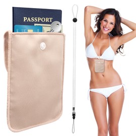 Hidden Secret Passport Pocket Travel Neck Pouch Secert Money Pouch with Adjustable Elastic Strap Fleshcolor Secert Money Pouch with Adjustable Elastic Strap for Travel(Large Fleshcolor)