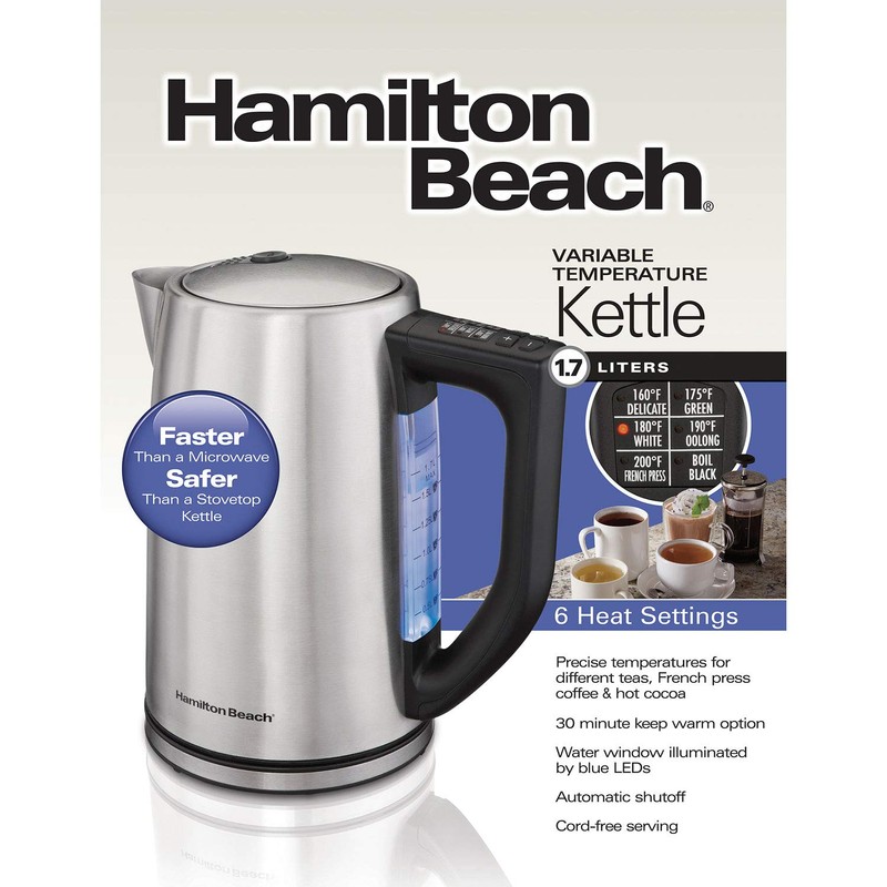 Hamilton Beach 41025 Electric Variable Temperature Stainless Steel Tea Kettle