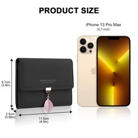 flintronic Women's Purse, PU Leather Purse, Small Purse, Large Capacity with Multiple Card Slots and Compartments, Elegant Women's Purse, #5 Black, Casual