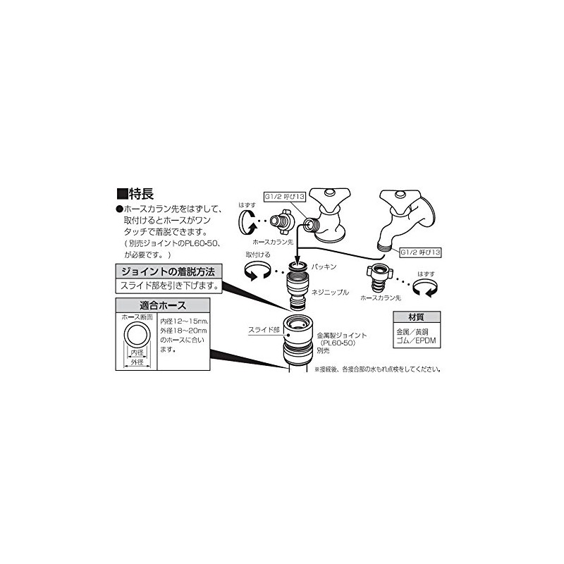SANEI Metal Screw Nipple Nominal 13 Coupling for Faucets and