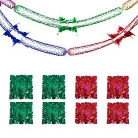 WGFD 8 Pack Christmas Streamers 11ft Festive Ceiling Hanging Decorations Christmas Foil Garland Swirls for Xmas New Year Holiday Party Supplies Perfect for Indoor Holiday Decor