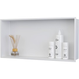 OLNGYUE Bathroom Shower Niche Shelf: No Tile Needed Stainless Steel - 24"x12" Recessed Wall Niches Box for House Decoration - Matte White
