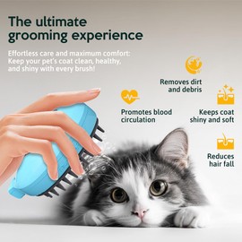 PMPACKS Cat Steam Brush for Shedding Pets 3 in 1 Function, Spritz Defur Comb for Kittens, Steamy Hair Rake for Long-Haired Dogs, Steamer Brush for Massage, Grooming and Removing Loose Hair