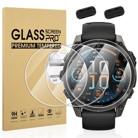 Suoman 3+2 Pack for Garmin Fenix 8 (AMOLED) 47MM Screen Protector + Charger Port, [ Scratch-resistant ] 2.5D 9H Hardness Tempered Glass Screen Protective Film