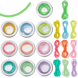 BENCREAT 10 Pieces Stitch Keeper Cords, 2 mm Hose Rubber Cord, 10 Colours Hollow Tube Knitting Cords with Storage Box for Knitting Crafts DIY Jewellery Making Beads Bracelet, 2 m / Pieces