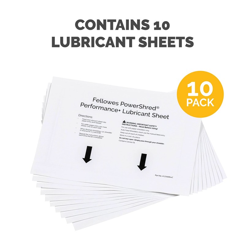 Fellowes Powershred Performance Paper Shredder Lubricant Sheets with Paper Shredder