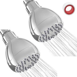 Shower Head High Pressure 3 Inch Showerhead 2.5 GPM Shower Heads, Adjustable Brass Ball Joint Shower Head, Powerful High Flow Shower Head for Bath Spa Shower, Air Bubble Pressure Shower Head, 2pcs