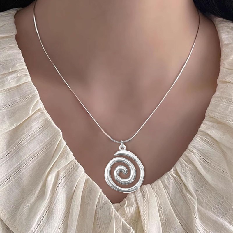 WOFALO store 2 PCS Spiral Gold and Silver Swirl Necklace