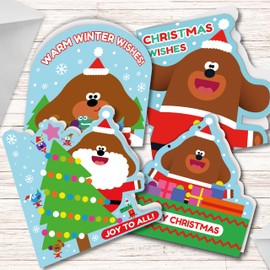 Hey Duggee Christmas Set Luxury Gift Bag, Wrapping Paper 4 Sheets and 4 Gift Tags and Boxed Cards for School Friends, Hey Duggee Christmas Bundle